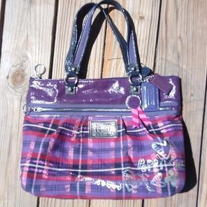 Purple and Pink Coach Heart Poppy Tote
